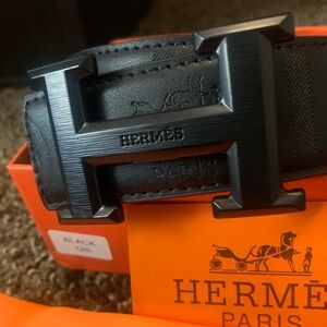 Hermes Black Designer Belt Plus Size 49 Waist Men